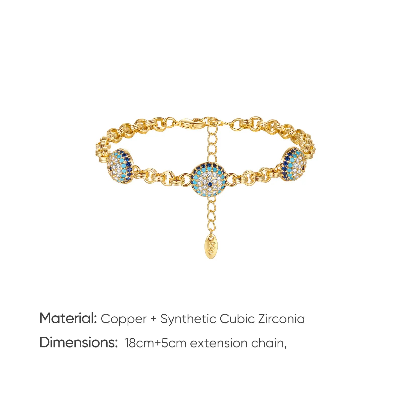 ZEGL Evil Eye Protection Bracelet for Women, Gold Plated Textured Link Chain with Micro-Pave Crystal Charms, Lucky Amulet Jewelry, 2026 Fashion Trend Gift