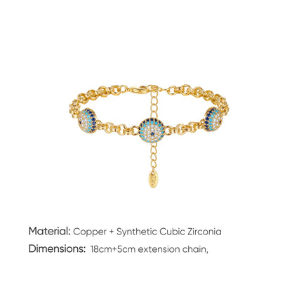 ZEGL Evil Eye Protection Bracelet for Women, Gold Plated Textured Link Chain with Micro-Pave Crystal Charms, Lucky Amulet Jewelry, 2026 Fashion Trend Gift