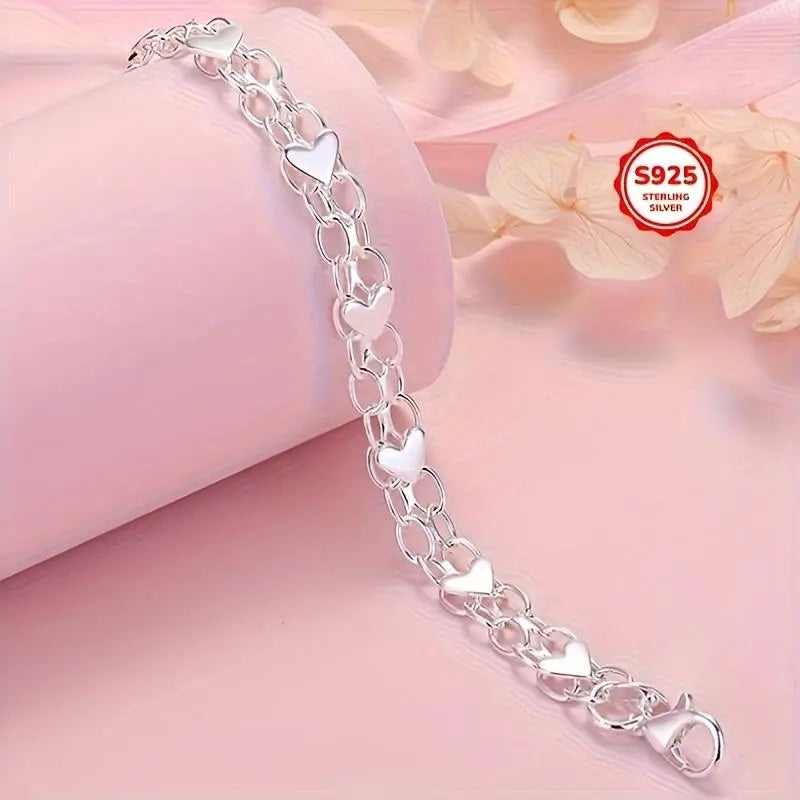 Opalux 925 Sterling Silver Bracelet - Hypoallergenic, Durable & Perfect for Couples, Everyday Accessory|Boho Style|Hypoallergenic Bracelet Bangle High Appearance Bracelet Popular Gift