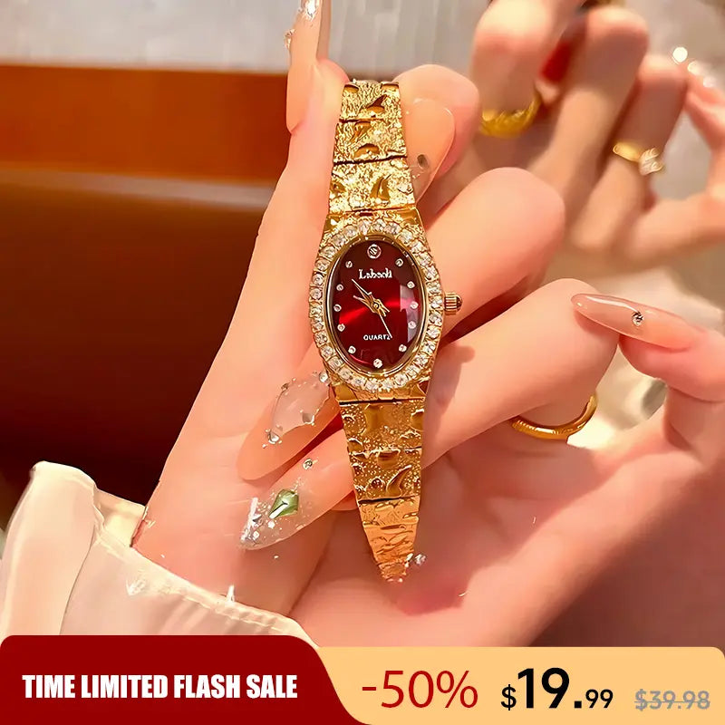 Fashion Bracelet Watch with Vintage Style Gold, Elegant Women’S Watch; Water-Resistant and Scratch-Resistant; Suitable for Everyday Wear and Parties; Versatile and a Perfect Gift Choice.
