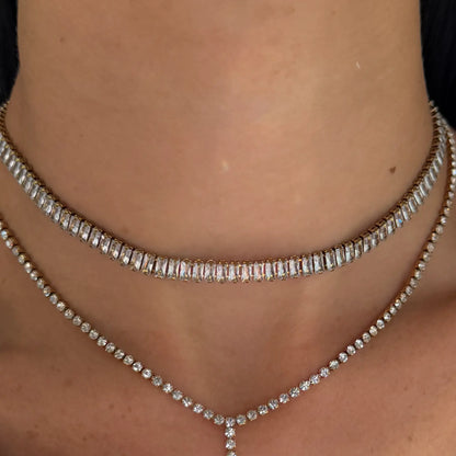 EVRY JEWELS Gold or Silver Plated Women'S Frost Beam Tennis Necklace