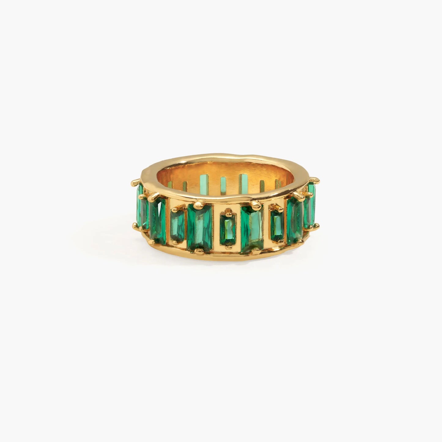 En Route Silver Strass Me in Ring, US Size 6-8, Thick Band with Icy Stones, Modern Sparkle for Bold Moments