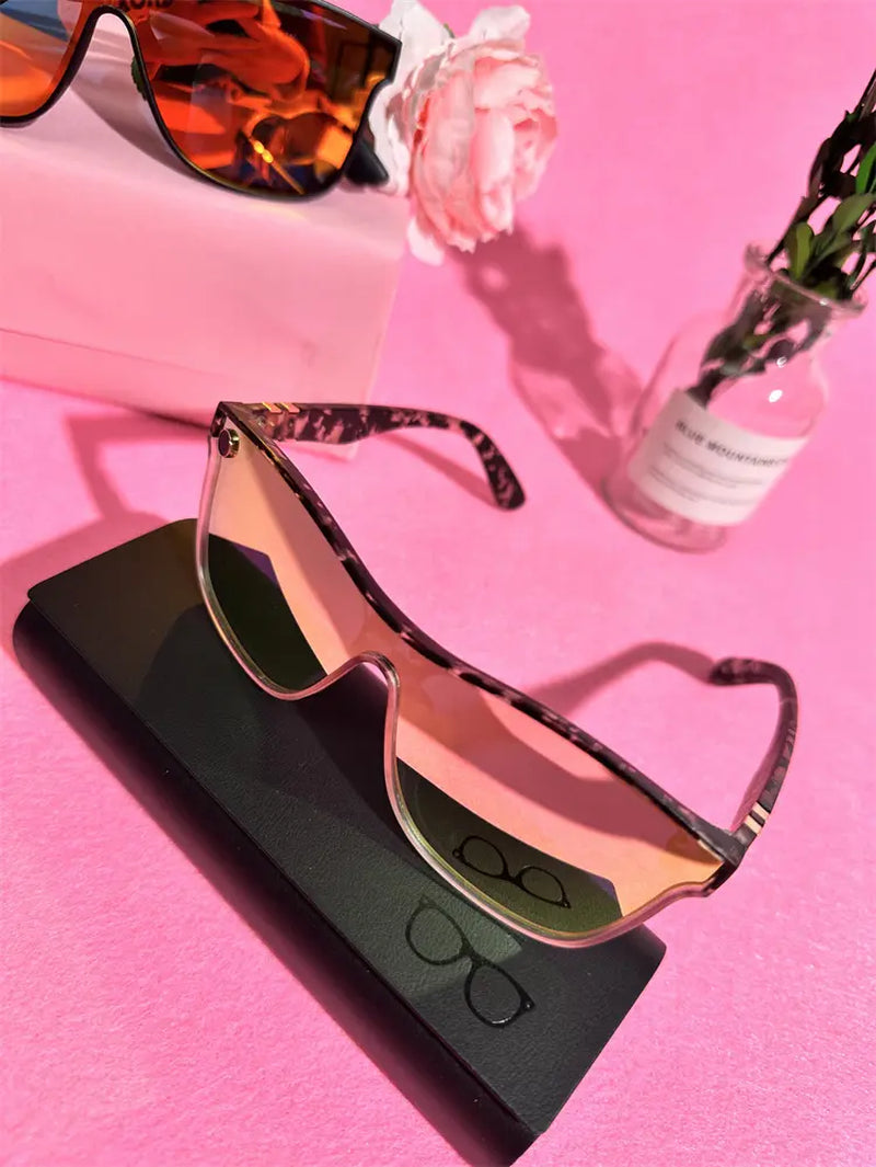 Tortoise Shell Pattern Flat Top Sunglasses for Women, Sun Protection Sunglasses for Men, Trends 2025 for Outdoor Activities Back to School Fall Streetwear Mascs