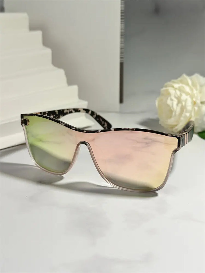 Tortoise Shell Pattern Flat Top Sunglasses for Women, Sun Protection Sunglasses for Men, Trends 2025 for Outdoor Activities Back to School Fall Streetwear Mascs