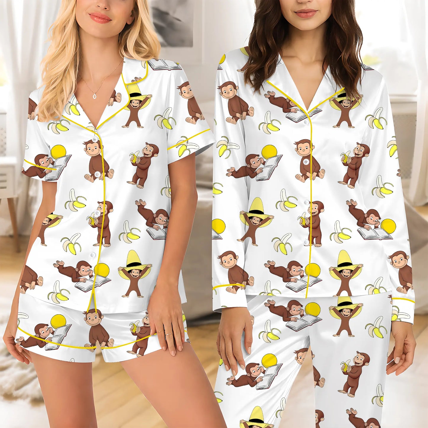 Monkey Punch Family Pajamas Set, Funny Monkey Banana Family Pjs, Cute Monkey Family Sleepwear, Viral Trending Print Pajamas