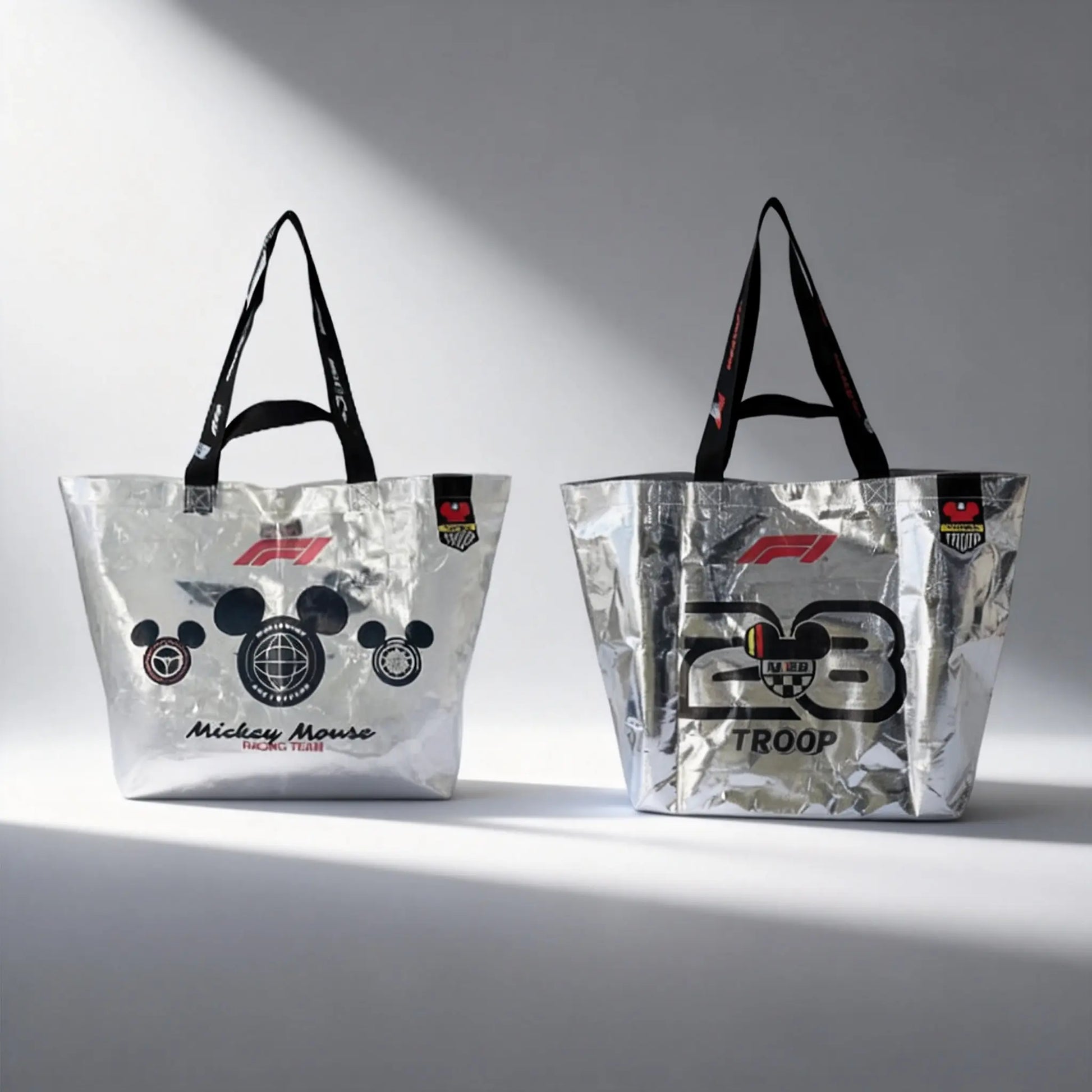 MINISO Mickey Mouse F1 Series Fashion Large Capacity Tote Bag Eco-Friendly Reusable Shopping Bag Cute Cartoon Design Portable Handbag for Daily Use Grocery Shopping Travel Versatile Storage Bag,Perfect Gift for Mom,#Summervibes