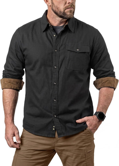 Men'S 100% All Cotton Button down Flannel Shirts, Long Sleeve Brushed Warm Soft Casual Outdoor Plaid Shirt