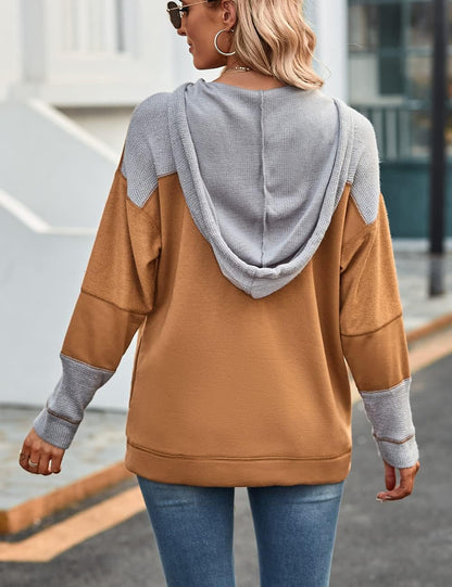 Chic & Cozy: Oversized Color Block Tunic Sweater in Khaki! Perfect for that laid-back look! 💖✨ #FashionFinds #SweaterWeather