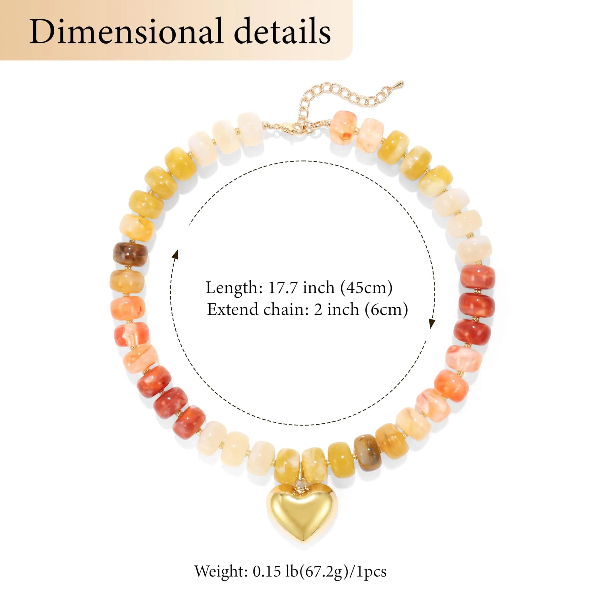Y2K Chunky Heart Necklace for Women Colorful Acrylic Beaded Choker Cute Boho Puff Heart Statement Jewelry for Gift