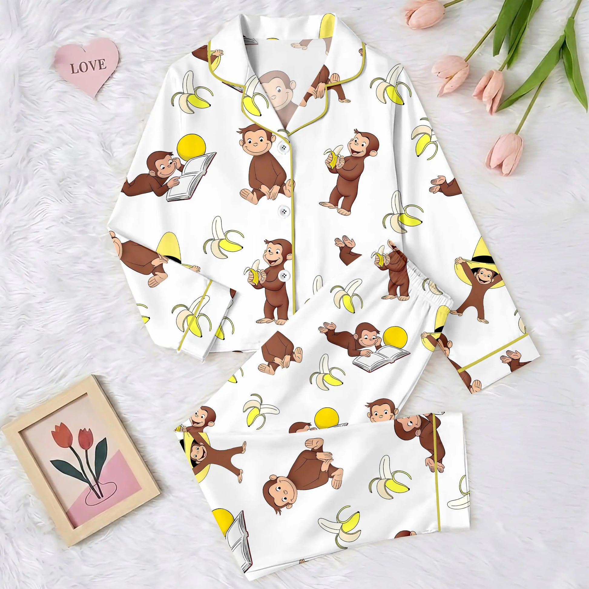Monkey Punch Family Pajamas Set, Funny Monkey Banana Family Pjs, Cute Monkey Family Sleepwear, Viral Trending Print Pajamas