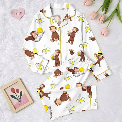 Monkey Punch Family Pajamas Set, Funny Monkey Banana Family Pjs, Cute Monkey Family Sleepwear, Viral Trending Print Pajamas