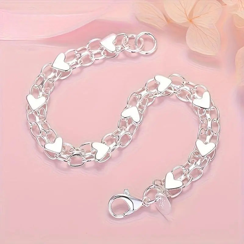 Opalux 925 Sterling Silver Bracelet - Hypoallergenic, Durable & Perfect for Couples, Everyday Accessory|Boho Style|Hypoallergenic Bracelet Bangle High Appearance Bracelet Popular Gift