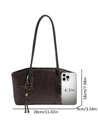 Retro Versatile Women’S Shoulder Bag, Fashionable Underarm Bag, Minimalist Leopard Print Handbag, Lightweight Casual Tote Shoulder Bag, High-Quality Everyday Commuter Bag, Cheetah Handbag, Casual Multifunctional Zippered Tote Bag with Bow Key Charm Decora