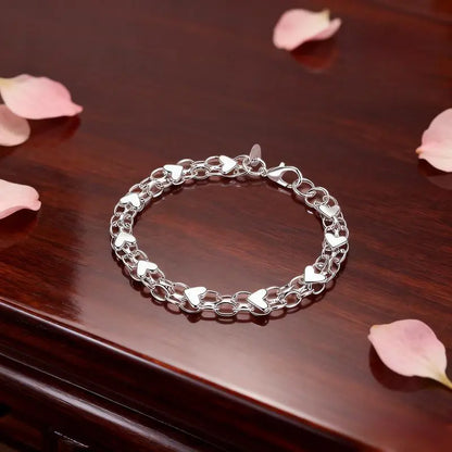 Opalux 925 Sterling Silver Bracelet - Hypoallergenic, Durable & Perfect for Couples, Everyday Accessory|Boho Style|Hypoallergenic Bracelet Bangle High Appearance Bracelet Popular Gift