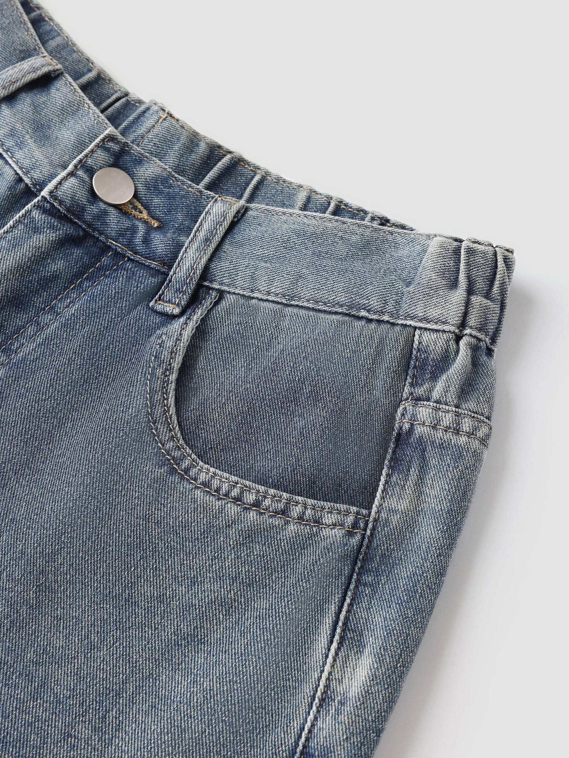 Elengatine Embossed Flame Pattern Denim Jeans for Women Light Wash Loose Wide Leg Silhouette Elastic Waistband Y2K Streetwear Inspired Soft Viscose Cotton Blend Casual Outfits Stand Out Fashion Piece