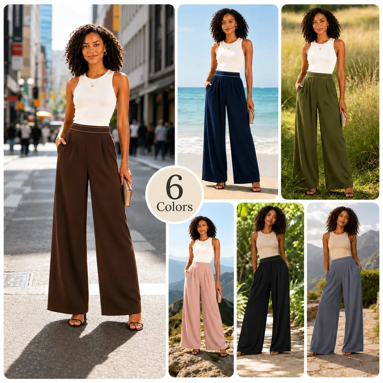 Women'S Stretch High-Waisted Wide-Leg Outdoor Trousers - American Retro, Loose Straight-Tube, Smooth, Soft, Lightweight, Quick-Drying, Breathable, Fit for Casual Daily Summer Sports Wear