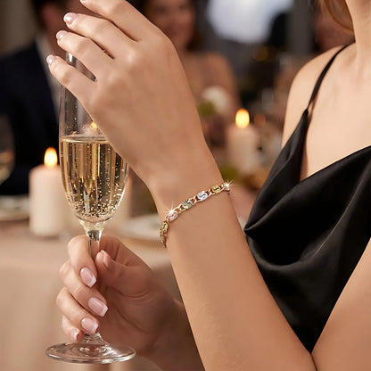 Modern Spliced Square Chain Bracelet • Stylish Gold Tone Accessory for Him & Her