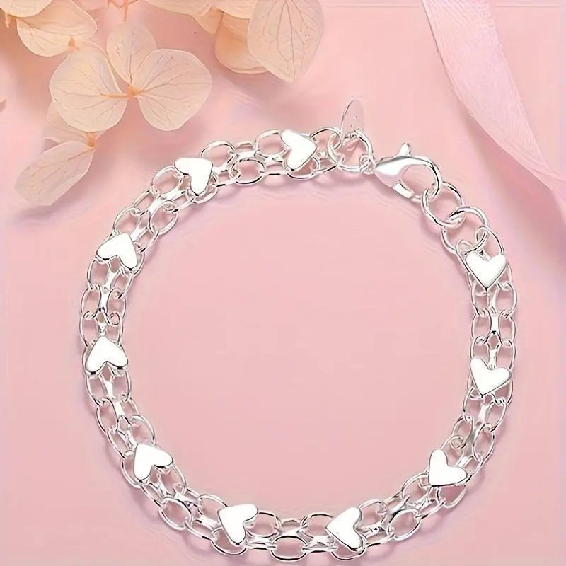 Opalux 925 Sterling Silver Bracelet - Hypoallergenic, Durable & Perfect for Couples, Everyday Accessory|Boho Style|Hypoallergenic Bracelet Bangle High Appearance Bracelet Popular Gift