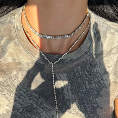 EVRY JEWELS Gold or Silver Plated Women'S Frost Beam Tennis Necklace