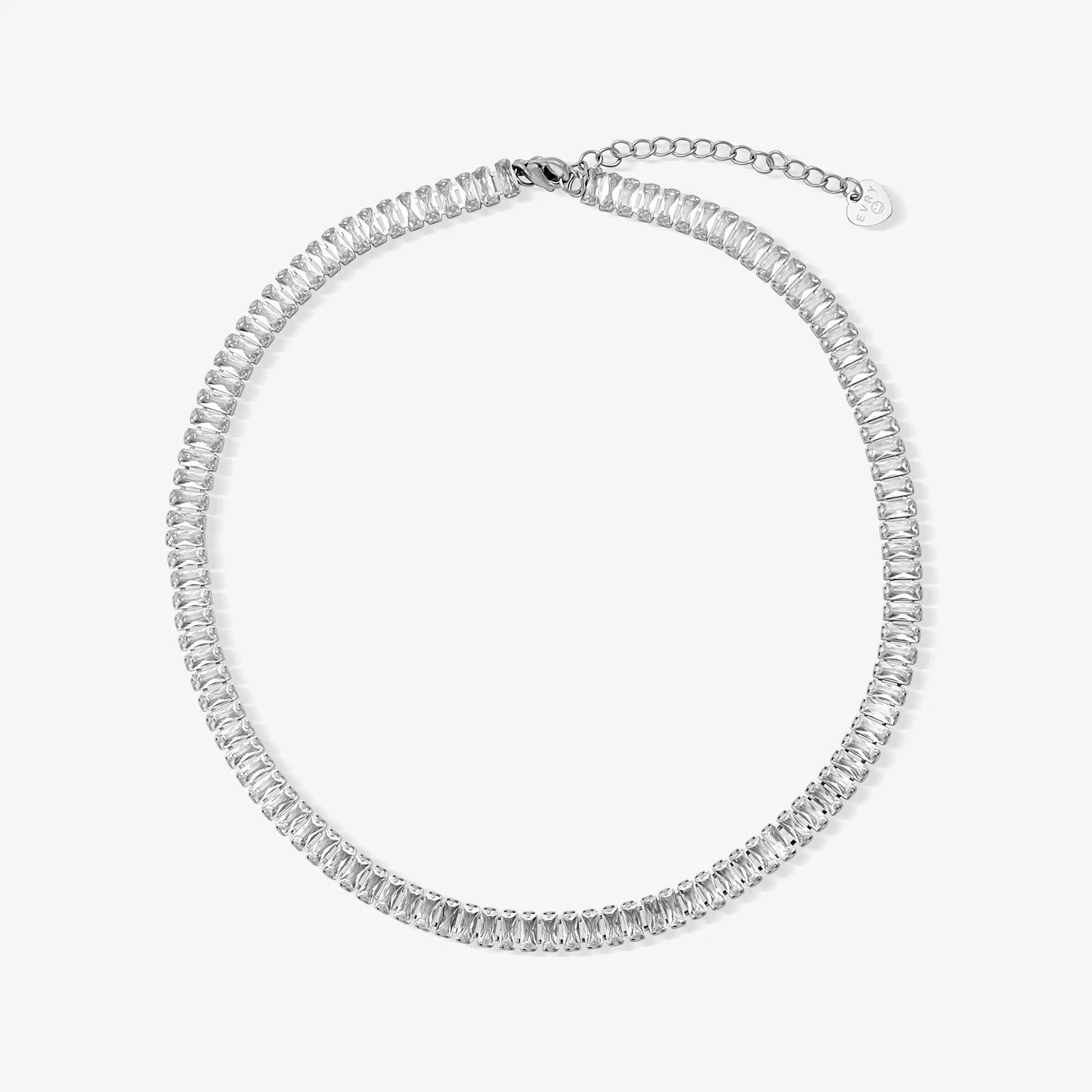 EVRY JEWELS Gold or Silver Plated Women'S Frost Beam Tennis Necklace