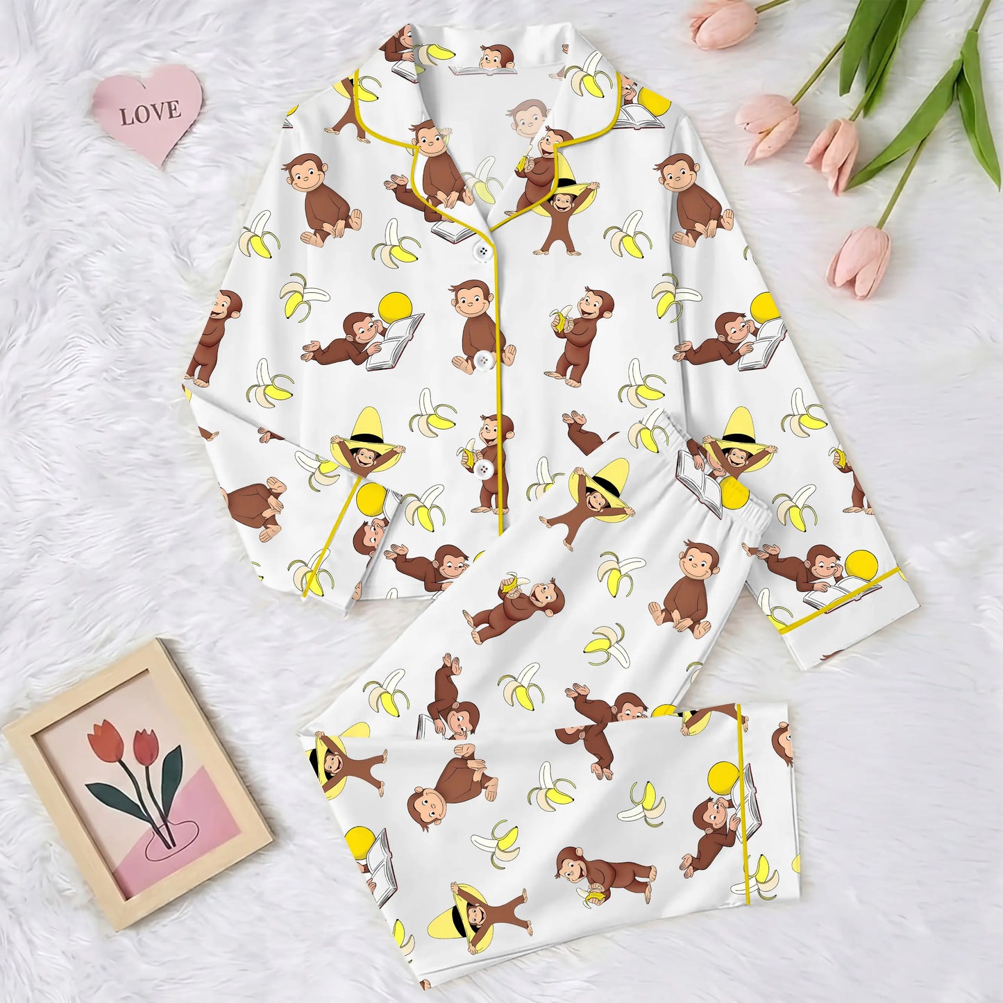 Monkey Punch Family Pajamas Set, Funny Monkey Banana Family Pjs, Cute Monkey Family Sleepwear, Viral Trending Print Pajamas