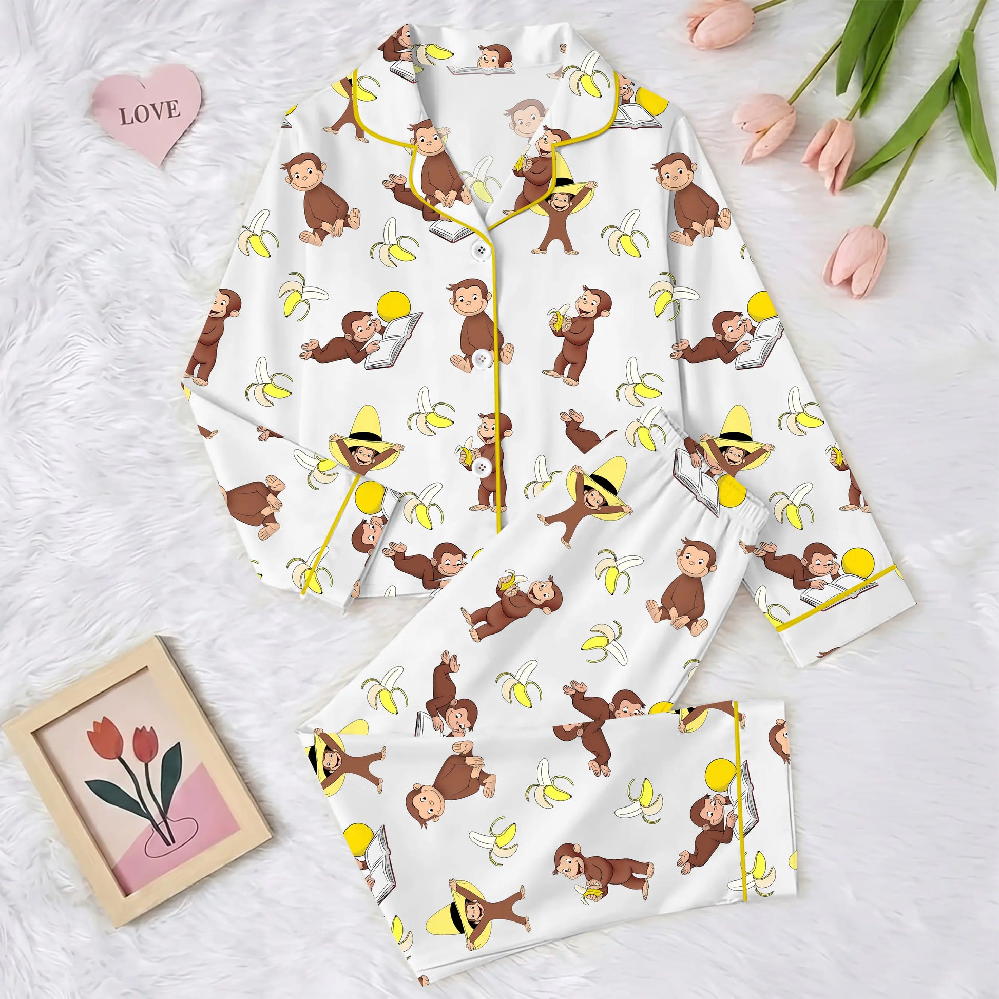 Monkey Punch Family Pajamas Set, Funny Monkey Banana Family Pjs, Cute Monkey Family Sleepwear, Viral Trending Print Pajamas