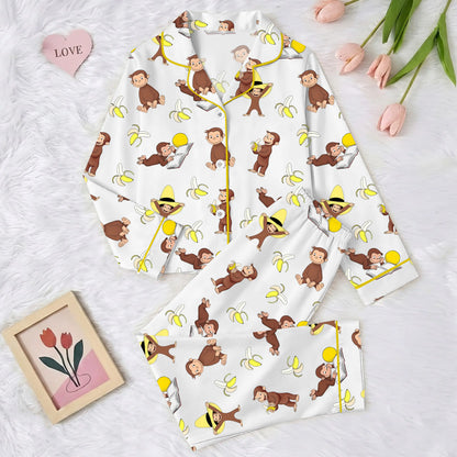 Monkey Punch Family Pajamas Set, Funny Monkey Banana Family Pjs, Cute Monkey Family Sleepwear, Viral Trending Print Pajamas