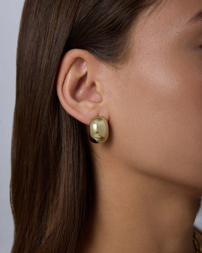 PAVOI Waterproof Chunky Earrings for Women - 14K Gold Plated Thick Statement Studs - Stainless Steel Chunky Gold Earrings Bold Jewelry