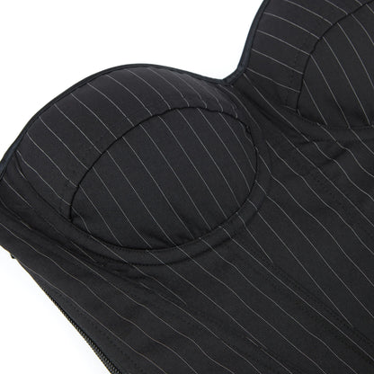Overbust Corset Top Bustier Striped Padded Strapless Women Bodysuit Slimming Shapewear Suitable for Costume Party Halloweenwomen'S Striped Blazer-Style Boned Corset Top Built-In Underwire Cups Side-Zip Slimming Shapewear Costume 547-D