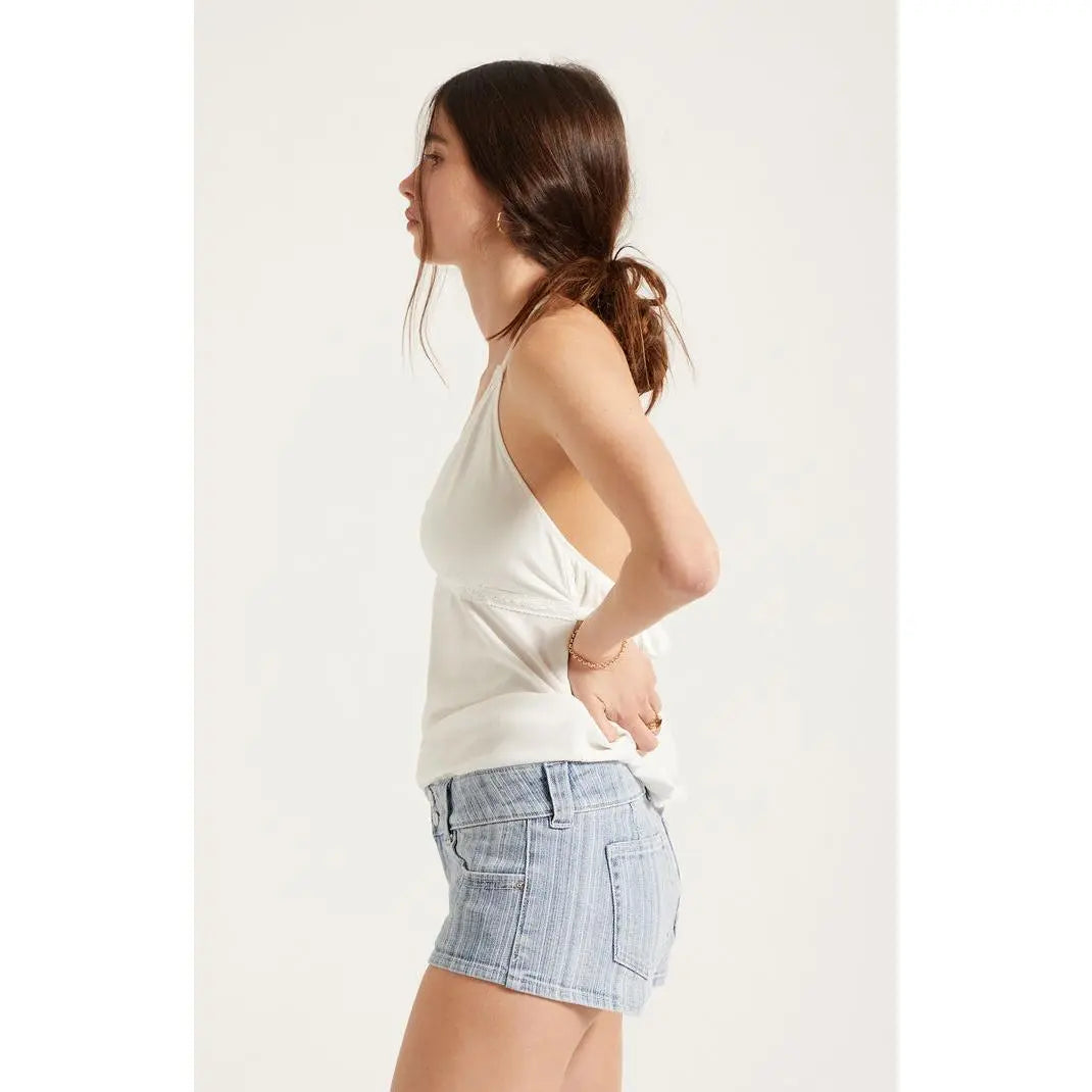 Pacsun Women'S Tatum Ultimate Low Rise Jean Micro Shorts Stretch Striped Light Blue
