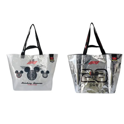 MINISO Mickey Mouse F1 Series Fashion Large Capacity Tote Bag Eco-Friendly Reusable Shopping Bag Cute Cartoon Design Portable Handbag for Daily Use Grocery Shopping Travel Versatile Storage Bag,Perfect Gift for Mom,#Summervibes