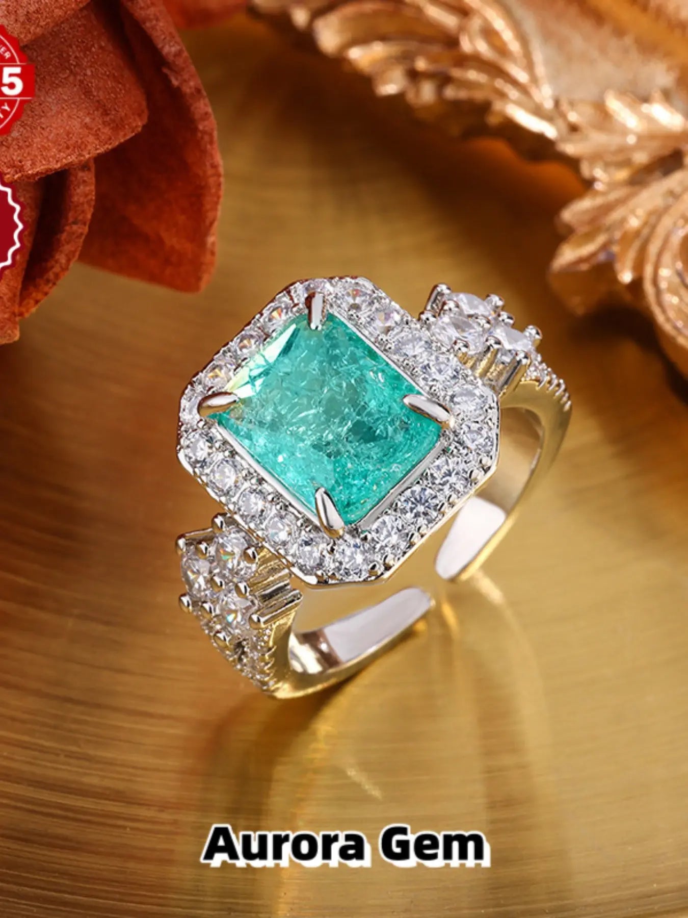 Silver Moissanite Women'S Open Ring, Imitation Emerald Tourmaline Fashion Band, Elegant Adjustable Wedding Ring, Luxury Jewelry Gift for Wife, Girlfriend, Birthday, Anniversary, Daily Party & Holiday Wear, Moissanite Rings